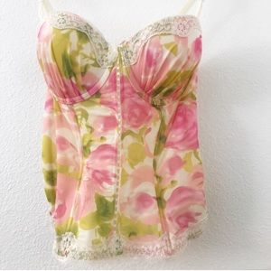 Sexy and Dainty Floral Print Lace Corset